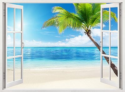 Фотопанно Окно на пляж, размер 200x147 (100)