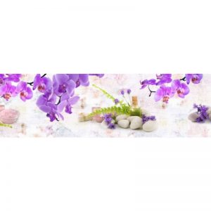 Фартук кухонный пластиковый 3х0,6 метра Фиолетовые орхидеи 8939