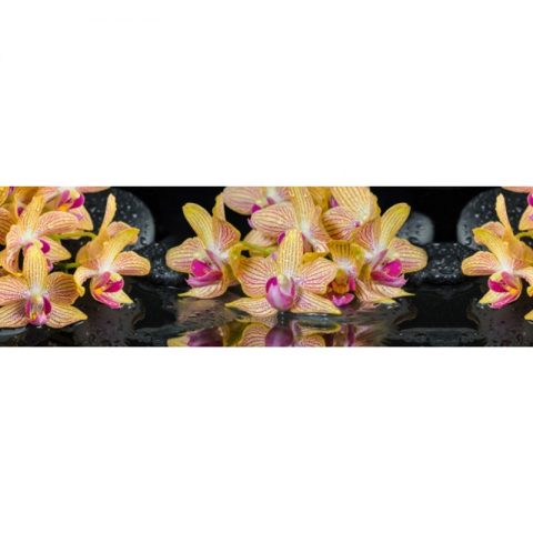 Фартук кухонный МДФ 2,8х0,6 метра Жёлтые орхидеи 8573