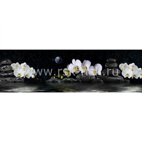 Фартук кухонный МДФ 2,8х0,6 метра Белые орхидеи 8714